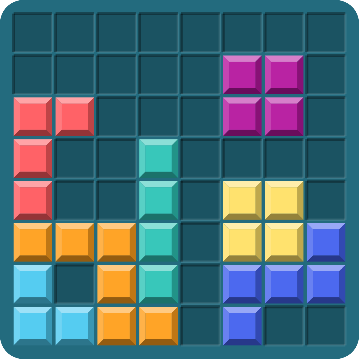 A Blocks Ablaze board in the Cube look