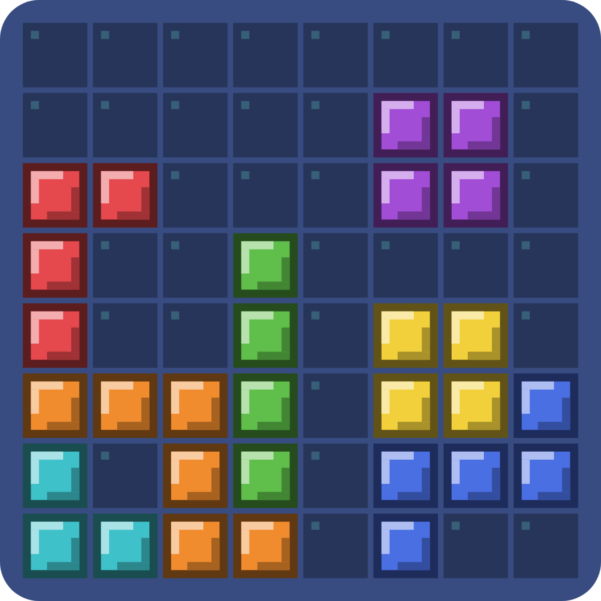 A Blocks Ablaze board in the Pixel look